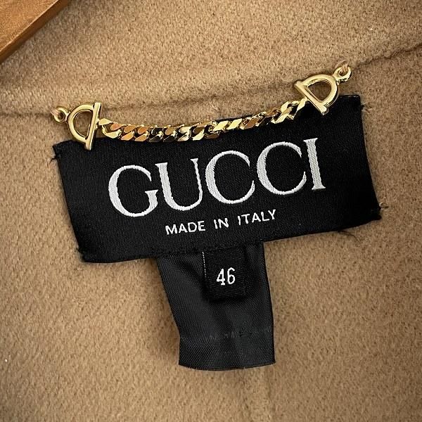 美品　GUCCI　スプリングコート　ロゴ　ゴールドボタン　カーキベージュ　L 美品 GUCCI スプリングコート ロゴ ゴールドボタン カーキベージュ L
