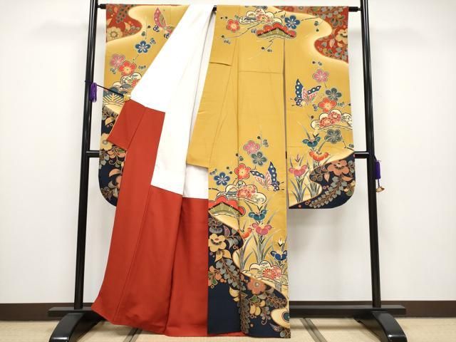 平和屋本店□極上 手ざし京紅型染・宮崎紅型 宮崎良次 振袖・長襦袢