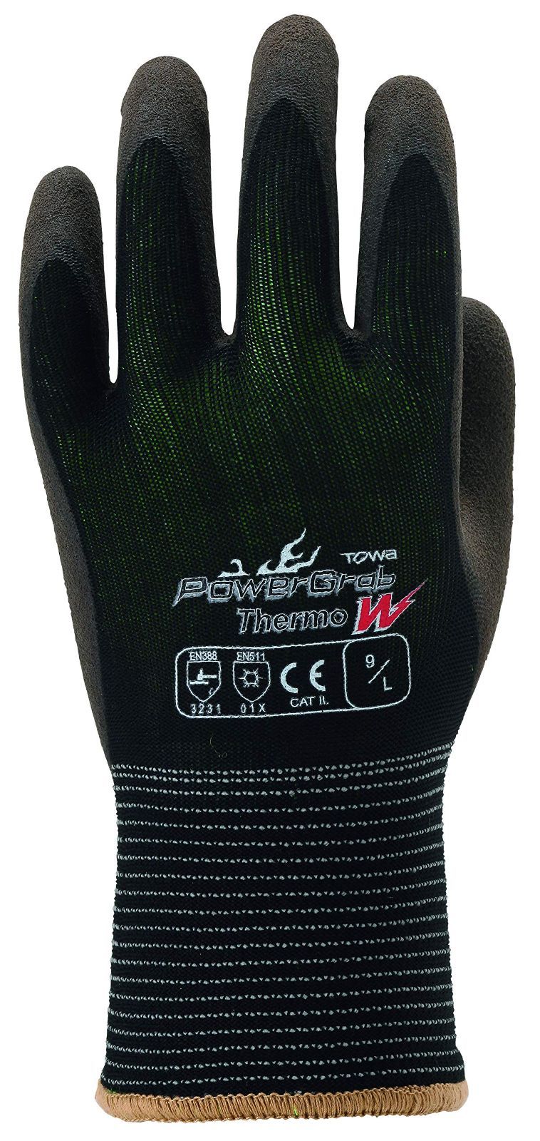売切注意 お早めに W パワーグラブサーモダブル 9|Lサイズ Thermo PowerGrab No.PG-348 防寒手袋|二重ライナーであたたかさアップ ブラック 東和コーポレーション