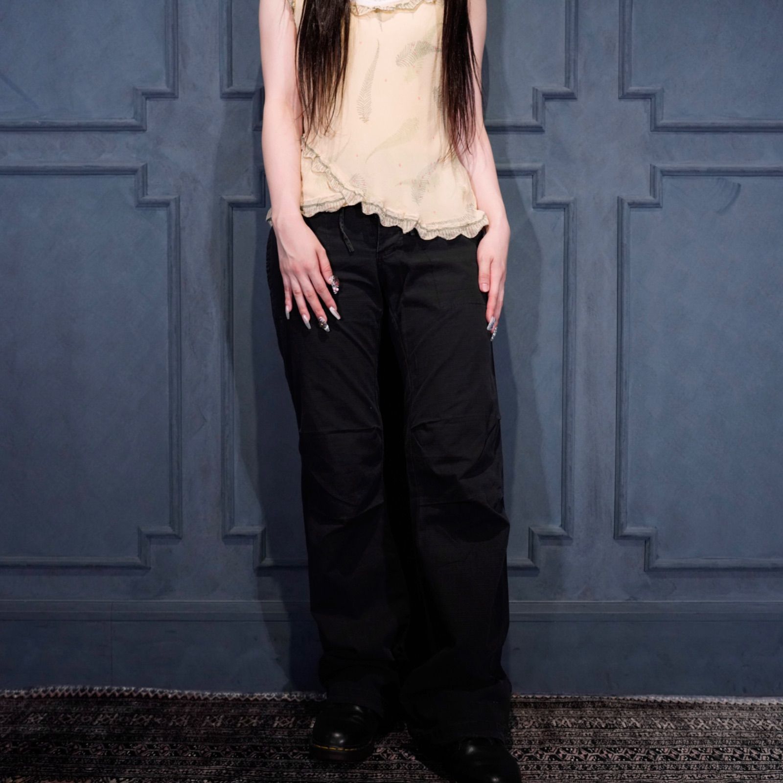 USA VINTAGE BLACK COLOR EASY CARGO PANTS アメリカ古着ブラック イージーカーゴパンツ