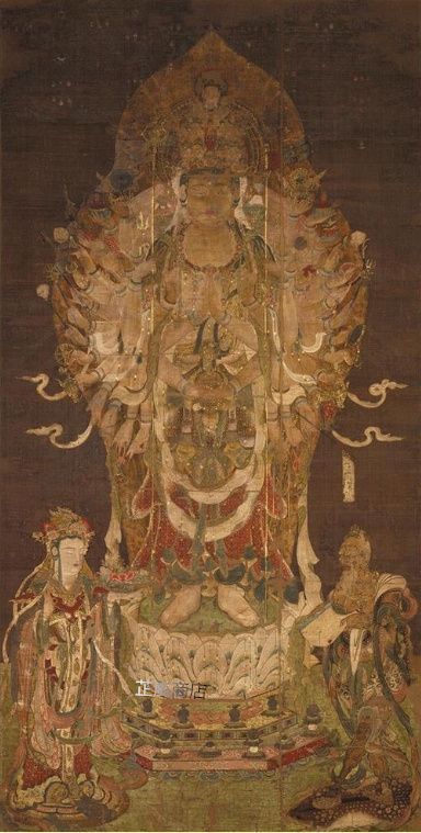 絵絹 仏像 千手観音像 絹本 東洋画 中堂画 人物画 国画 掛け物