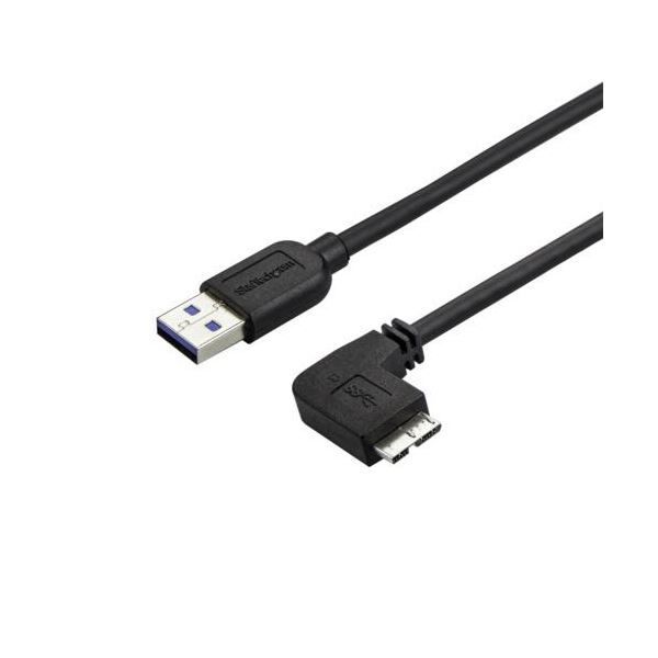 まとめ StarTech.com Micro USB3.0 スリムケーブル 片側右向きL型 0.5m Type A オス -MicroB オス ブラック USB3AU50CMRS 1本 ×3セット