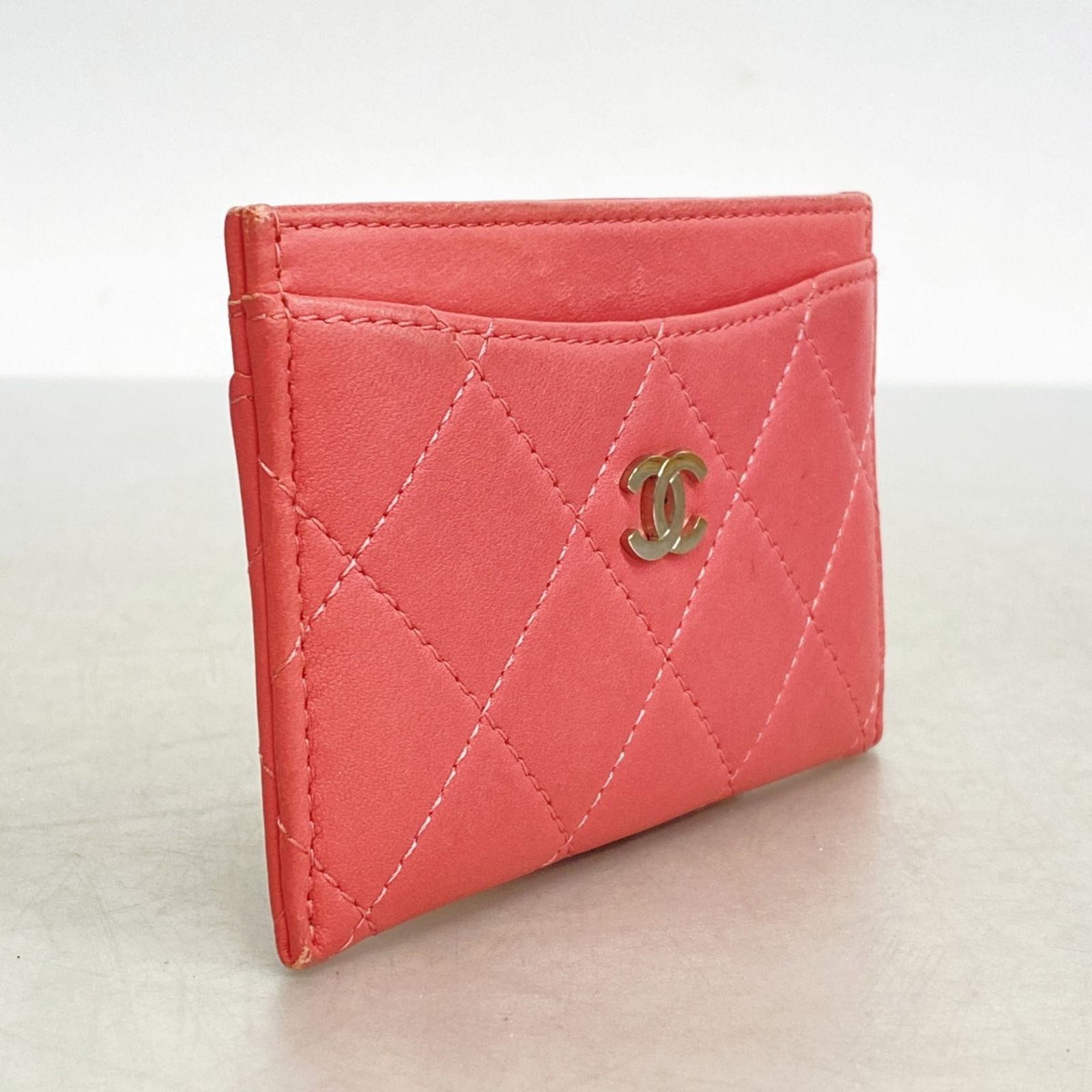 シャネル Chanel シャネル 名刺入れ カードケース マトラッセ ラムスキン ピンク レディース