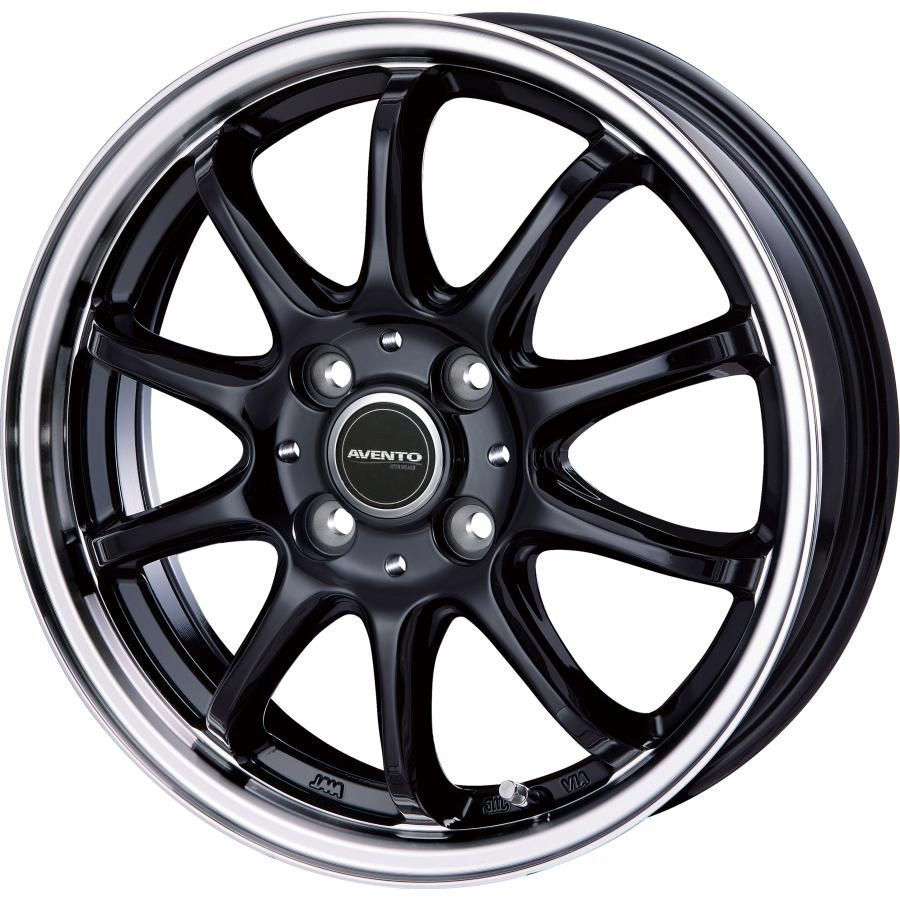 15インチアルミホイール 軽自動車 4本セット 個人宅配送不可 AVENTO アヴェント FF-10 BK RP 15-4.5 安心JAWA認証 法人