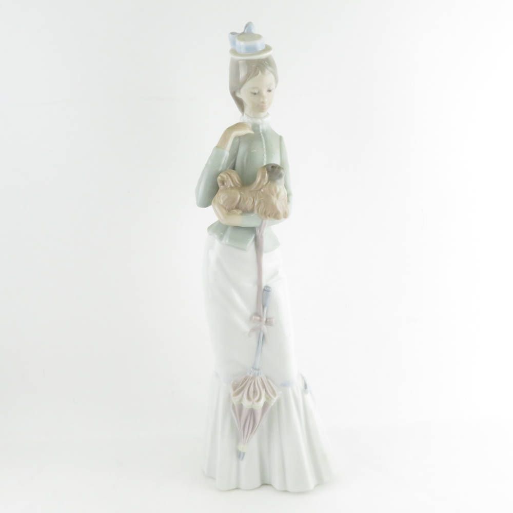 置物美品 LLADRO リヤドロ 4893「仔犬とお散歩」 フィギュリン 置物 ...