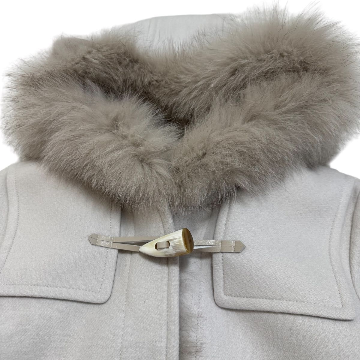 カシミヤ混 フォックスファー SHIPS シップス ダッフルコート ロングコート トグル ファー 脱着可 ライトグレー 40 SIROKUMA-CORPORATION_COM