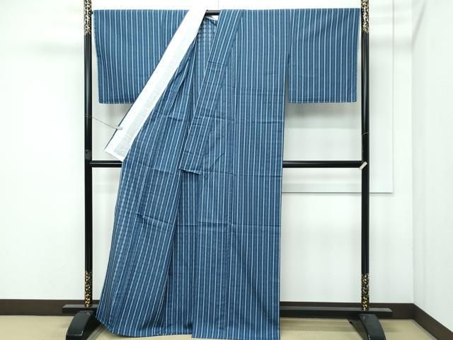 平和屋本店■希少　沖縄県最高級織物　夏物　首里花倉織　首里織　花織・絽織・紗織　間道　鉄御納戸色地　逸品　未使用　CZAA3164s5 平和屋本店□希少 沖縄県最高級織物 夏物 首里花倉織 首里織 花織・絽