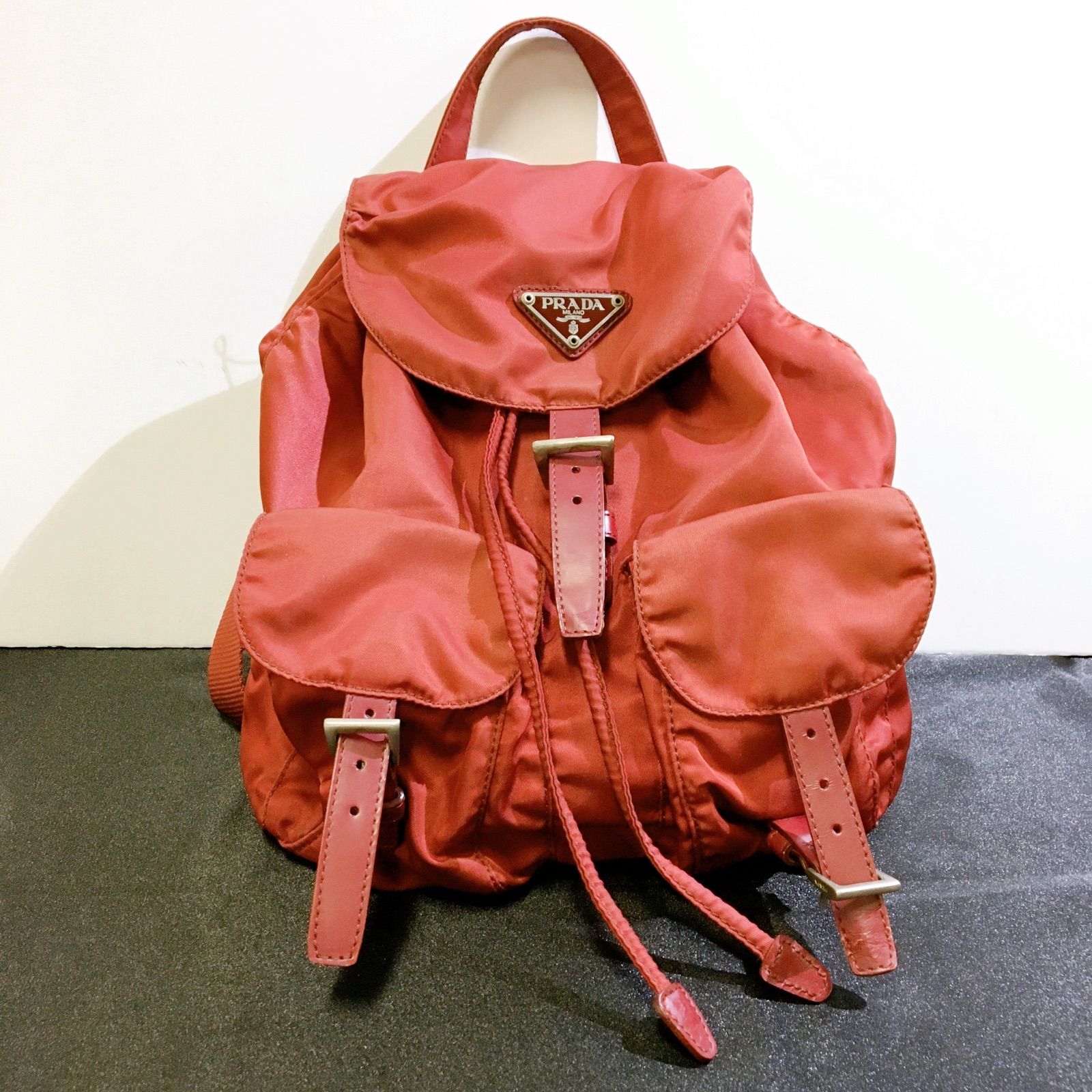 PRADA リュックサック バーガンディ レディース プラダ VELA ナイロン 