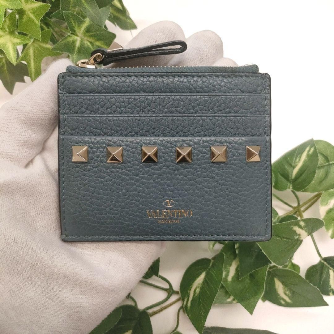 ヴァレンティノ コインカードケース ロックスタッズ ブルー