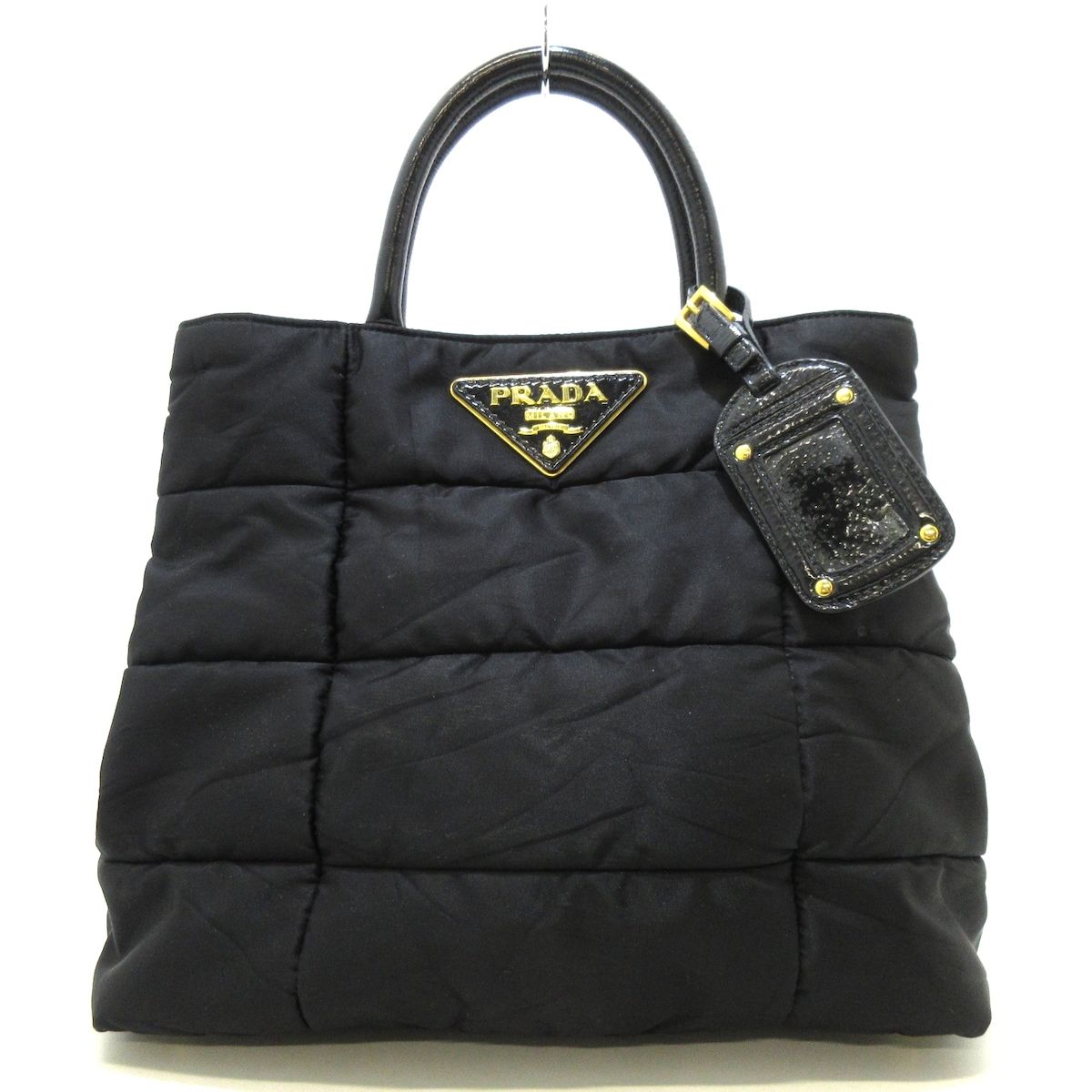 PRADA(プラダ) トートバッグ レディース トライアングルロゴ BN1596 黒 ...