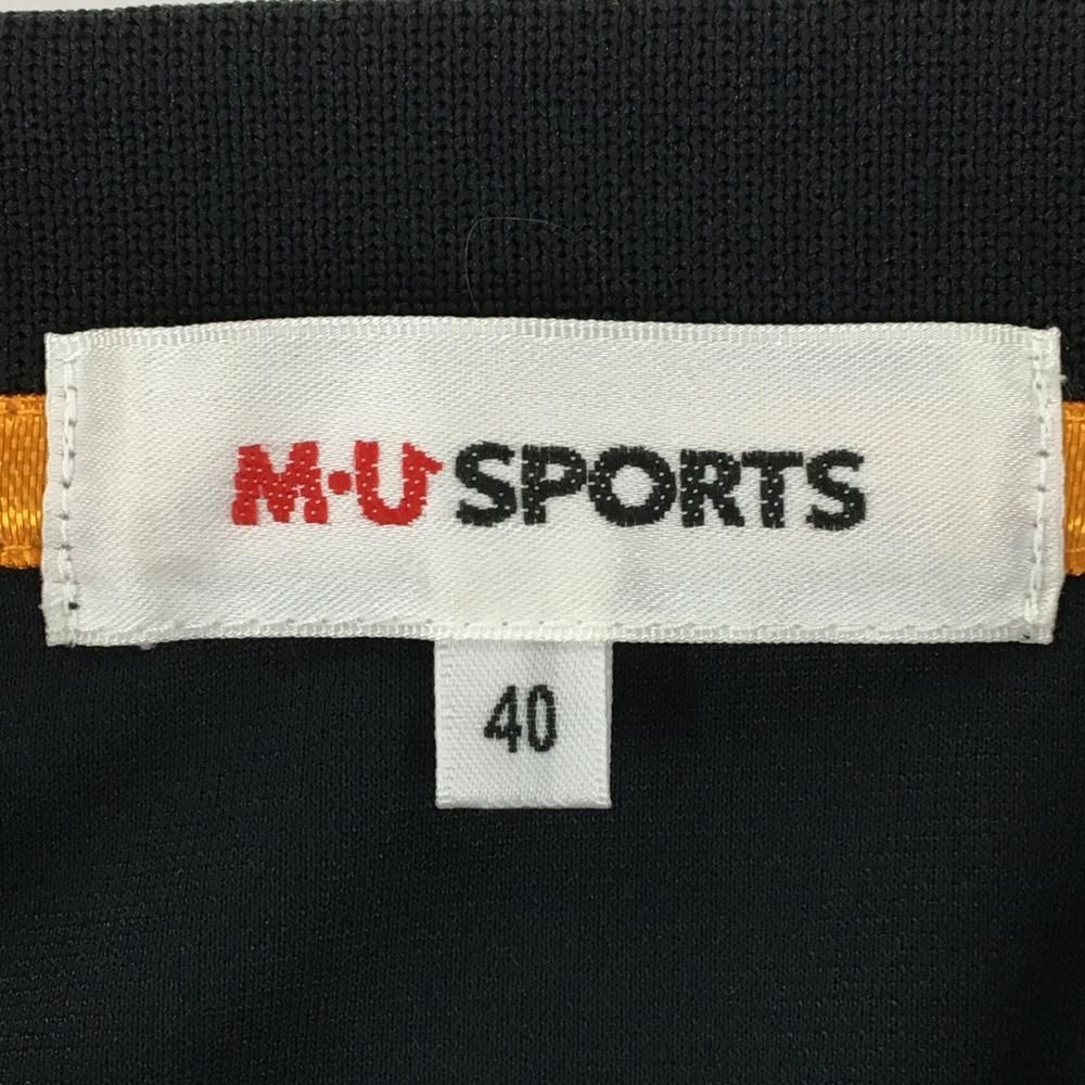 美品】MUスポーツ 半袖ポロシャツ 黒×白 一部ドット×花柄