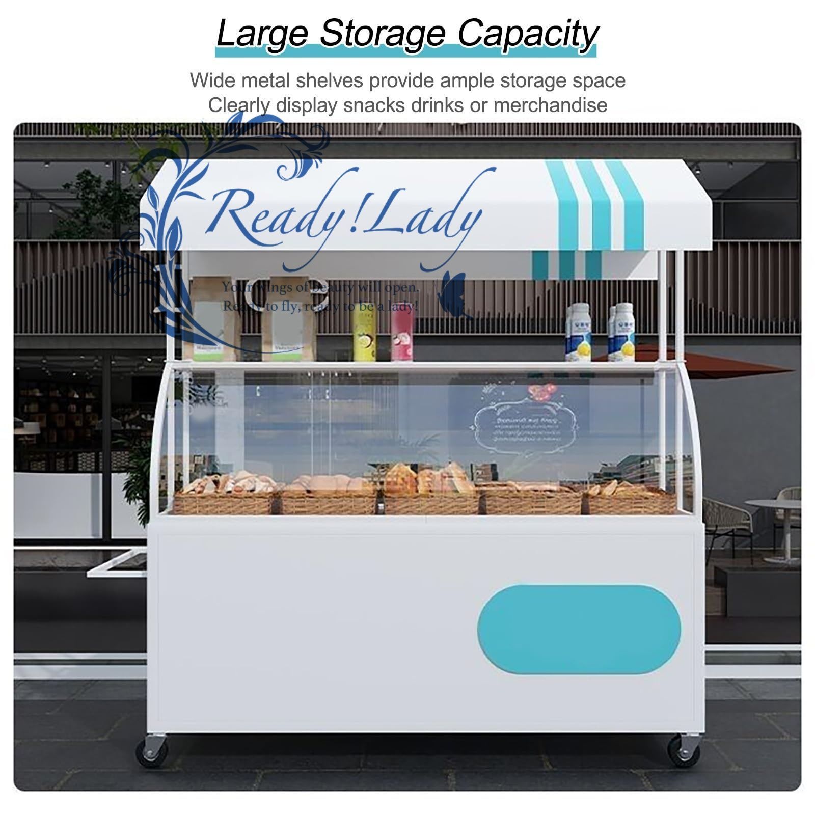 移動販売ブース 軽量 フードカート 屋外販売スタンド 大容量収納 出店 イベントブース 露店販売 実演販売 販促ブース 祭り Black