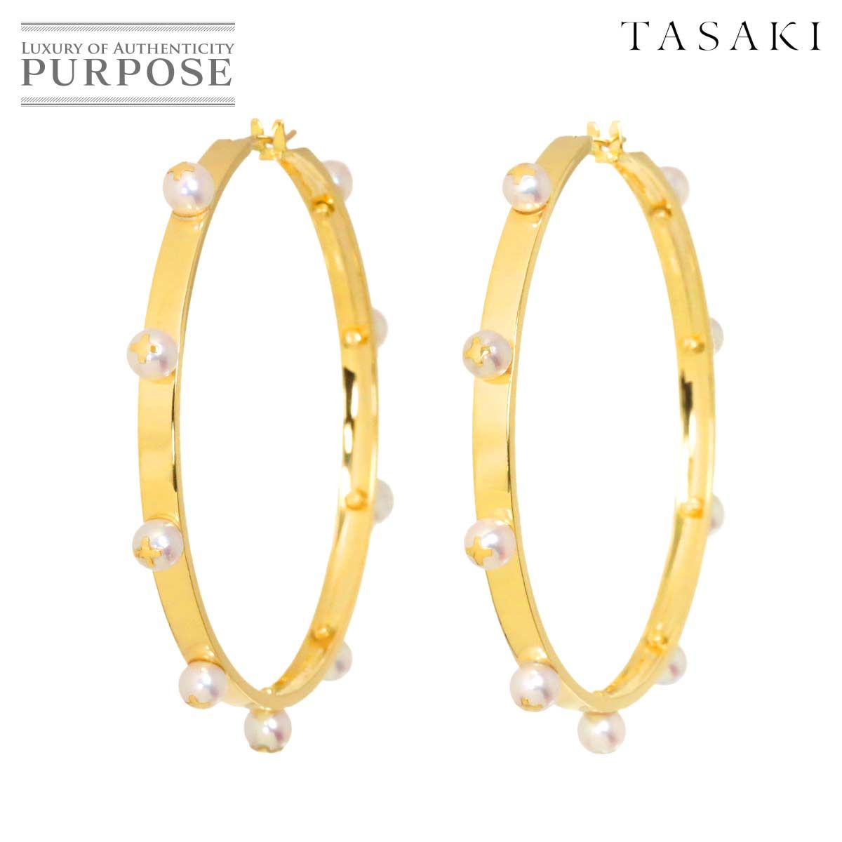 タサキ TASAKI アコヤ真珠 4.0-3.7mm フープ ピアス K18 YG 750 パール  