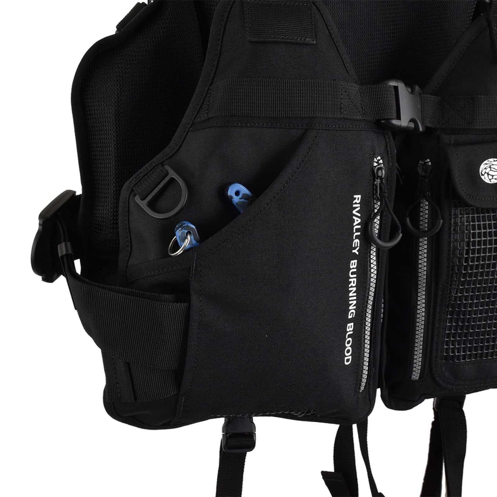 リバレイ RBB ロックショアショートベスト 7661 ブラック×ブラック RBB ロックショアショートベスト - RIVALLEY FISHING GEARRIVALLEY