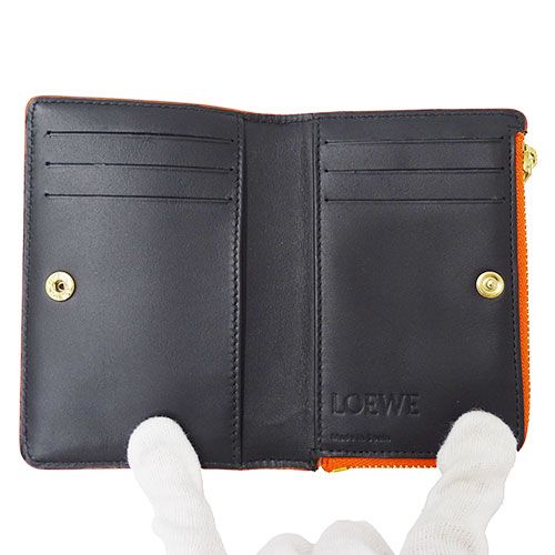 美品 LOEWE ロエベ アナグラム リネン 送り出せる ラウンドジップ 財布 