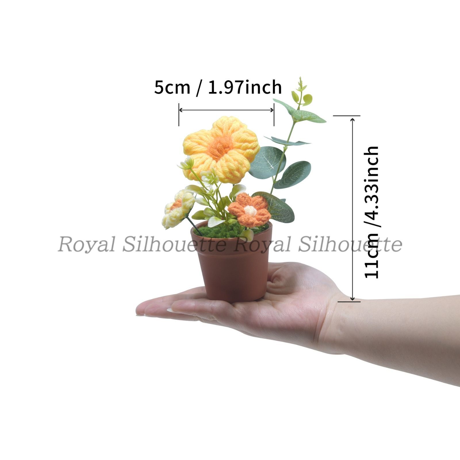 編みぐるみ 毛糸 花 プレゼント ギフト イエロー 黄色 ポット 手編み