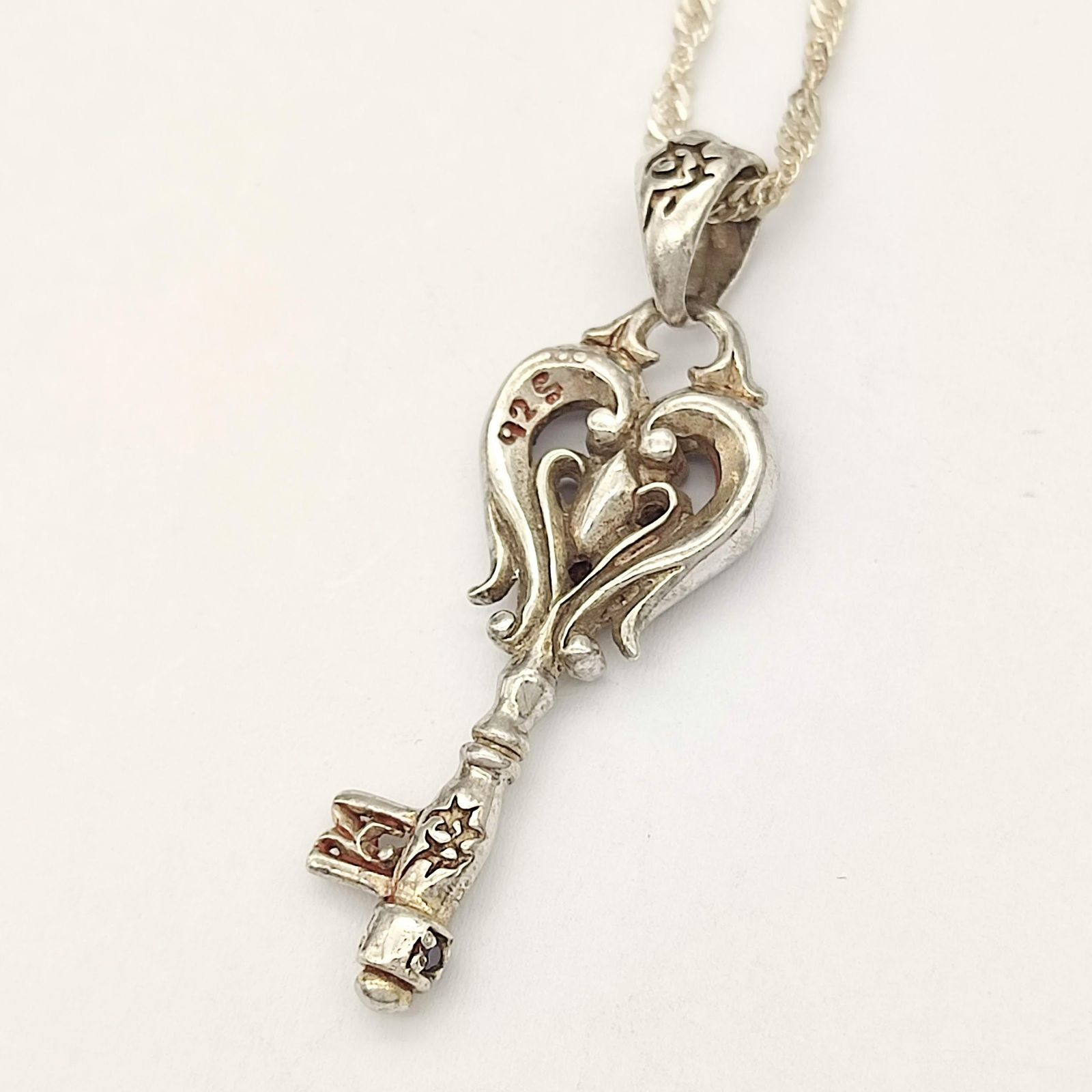 美品】キーネックレス 鍵モチーフ アメジスト SILVER シルバー925 