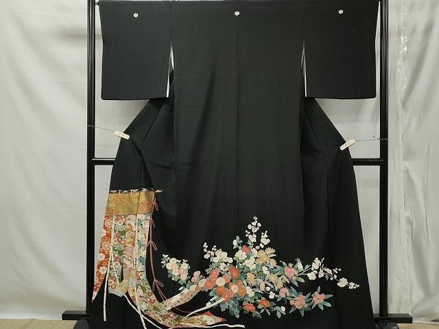 平和屋着物□訪問着 駒刺繍 片輪車花唐草文 金彩 正絹