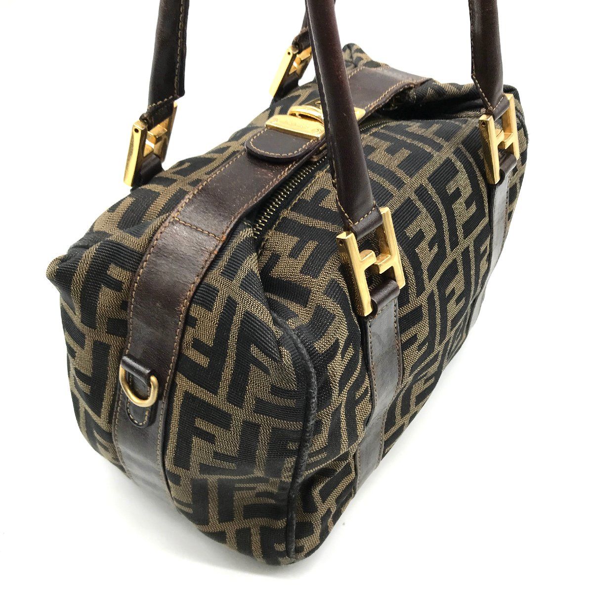 FENDI フェンディ ズッカ バニティ ハンド バッグ ブラウン k464