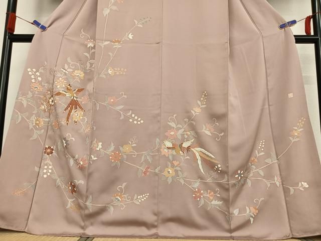 平和屋着物○訪問着 作家物 駒刺繍 鳳凰花文 金彩 三越扱い 正絹 逸品