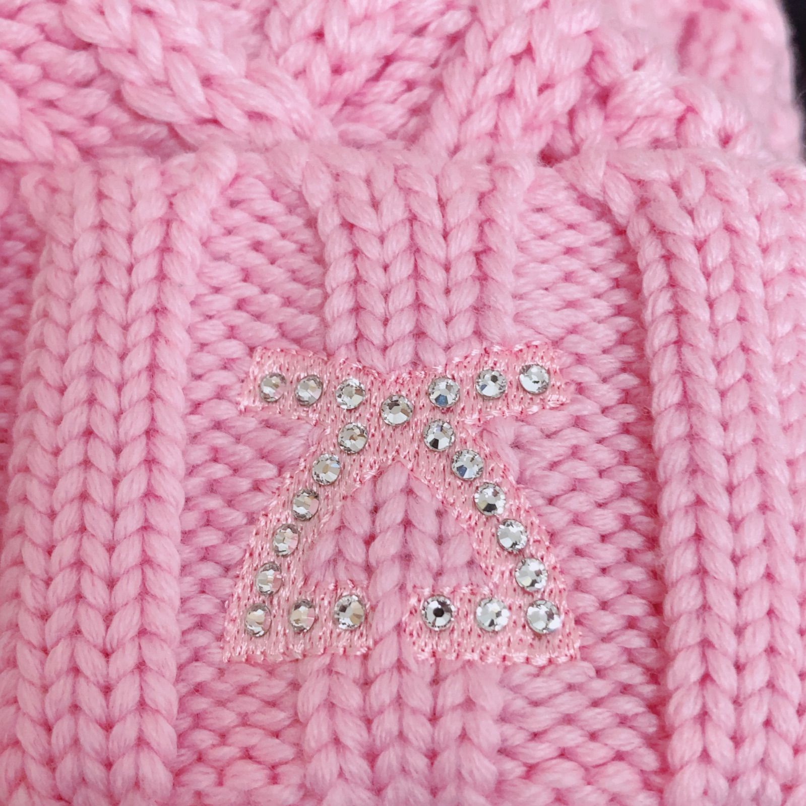 LEONARD - LEONARD☆レオナール☆ラインストーン付きバラとリボンとロゴ入り刺繍ニット anc レオナール LEONARD セットアップ 38 黒 ピンク ニット