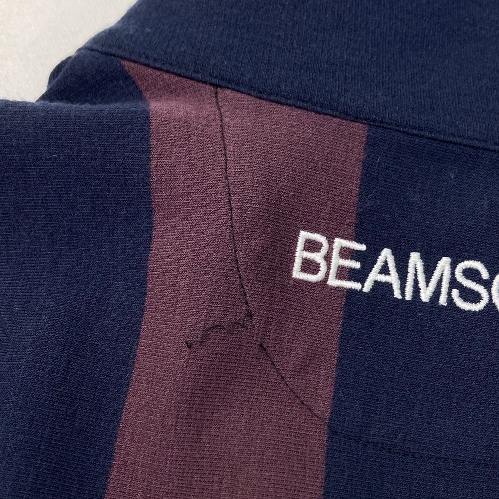 サイズ：XL BEAMS GOLF ビームスゴルフ パープルレーベル 襟付き 長袖Tシャツ ストライプ柄 ネイビー系 [240101483259] ゴルフウェア メンズ ストスト サイズ：XL BEAMS GOLF ビームスゴルフ パープルレーベル 襟付き