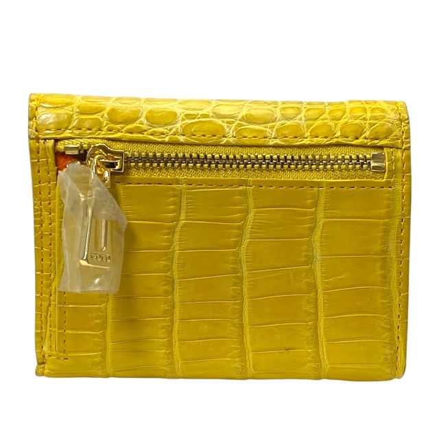 ココセリュックスゴールド 132DA0198 三つ折り 財布 コンパクトウォレット クロコ パイソン レザー イエロー ゴールド COCOCELUX GOLD