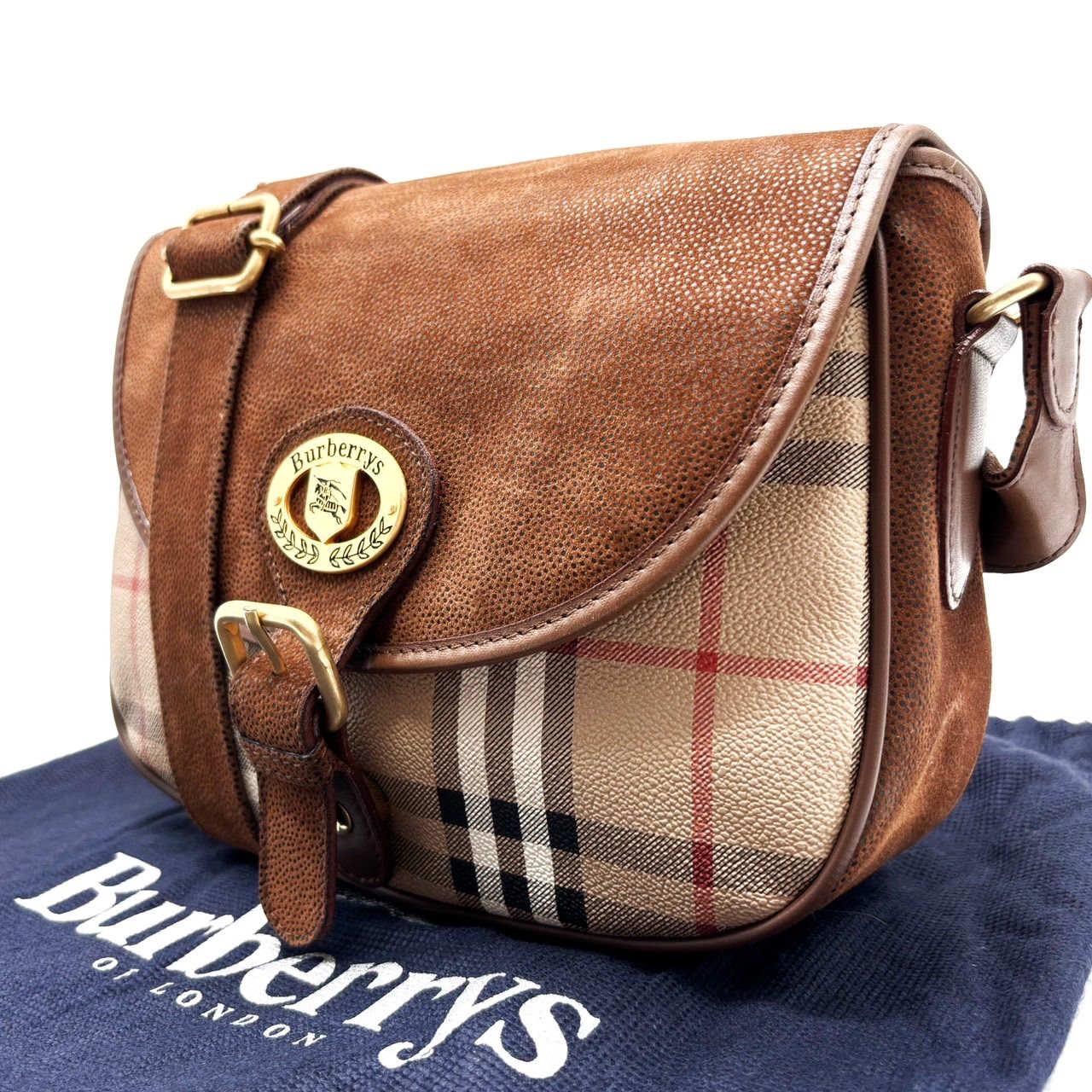 ユニセックス】Burberry ブラック チェック柄 ショルダーバッグ