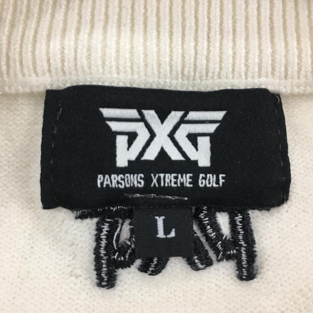 【美品】PXG parsons extreme golfビックロゴ　セーター 黒 美品】ピーエックスジー セーター 白×黒 ロゴ柄 メンズ L ゴルフ