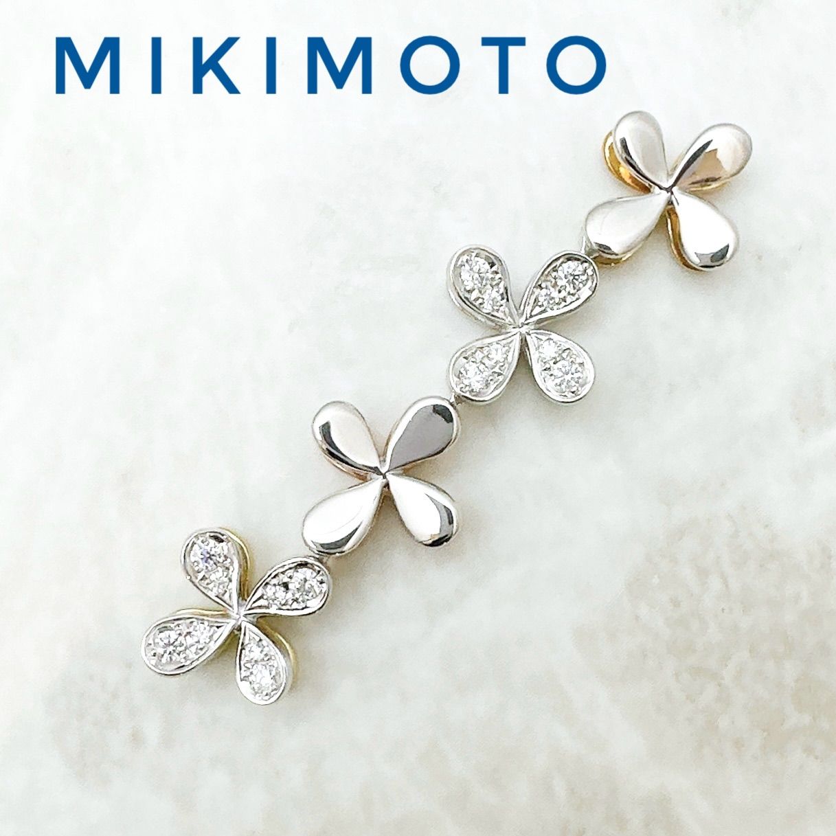 ホワイトゴールドひとつ 美品🌟MIKIMOTO フラワー ダイヤモンド 0.16ct ホワイトゴールド