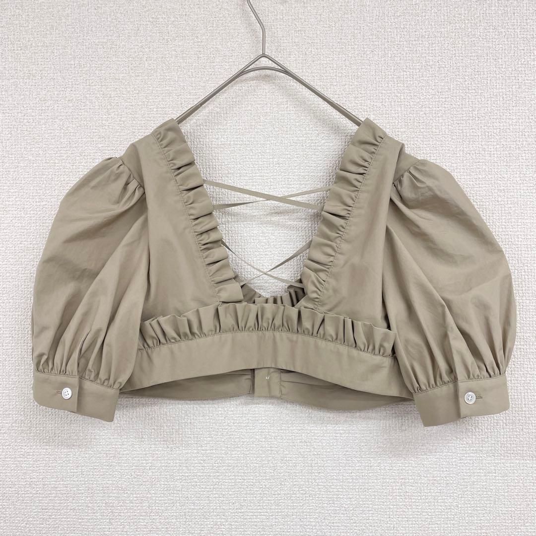 noir kei ninomiya ノワールケイニノミヤ コムデギャルソン 2021 ビスチェ ブラウス パフスリーブ クロップド ショート丈 ベージュ XS コットン