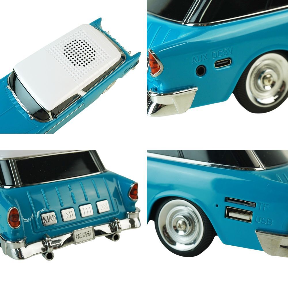 新品27cmブルートゥーススピーカーシボレーノマド型ブルービンテージアメ車 1955 REPLICA CAR BLUETOOTH SPEAKER CHEVY NOMAD 1955