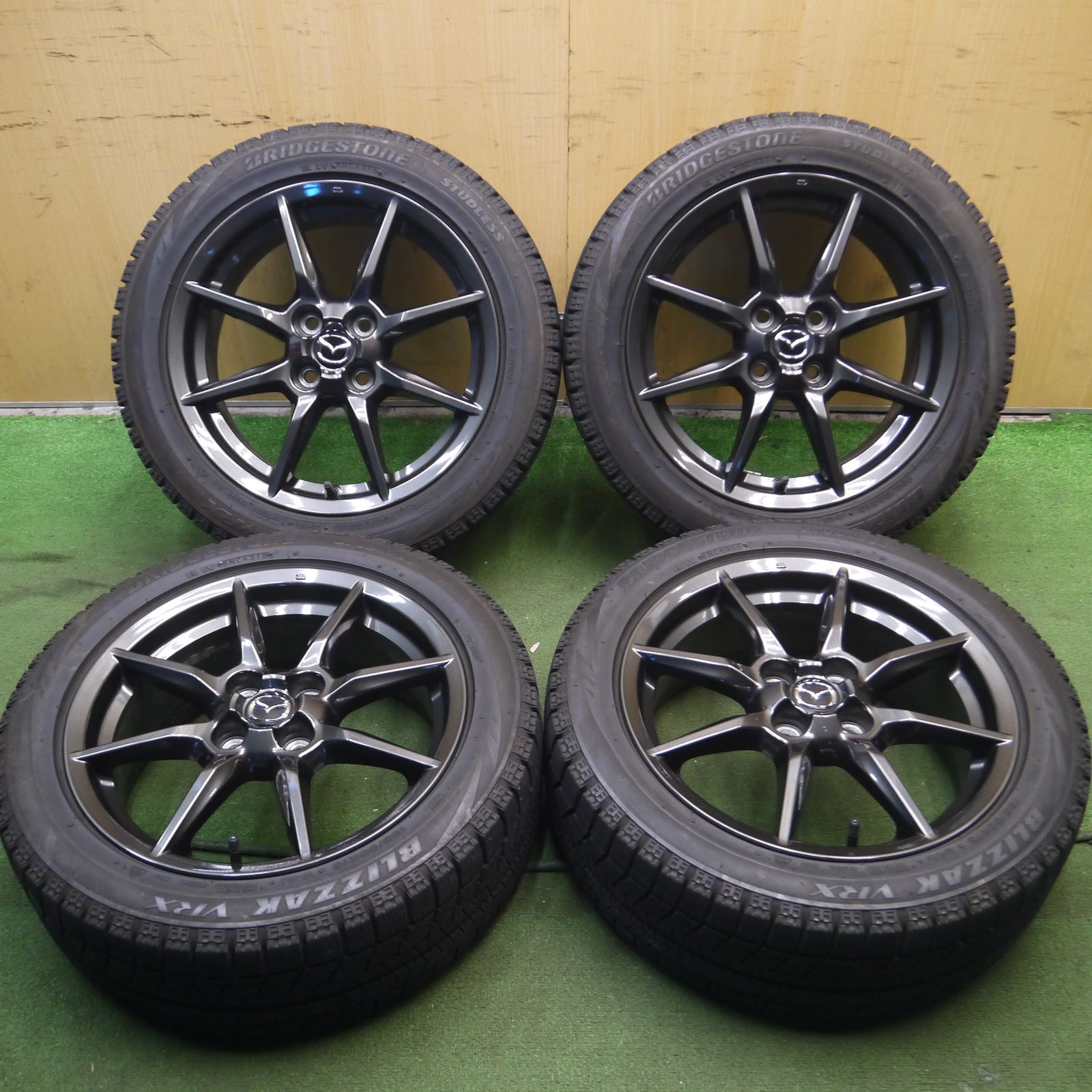 *送料無料*バリ溝！キレイ！8.5分マツダ ND ロードスター 純正 195/50R16 スタッドレス ブリヂストン ブリザック VRX 16インチ PCD100/4H3122003Hス
