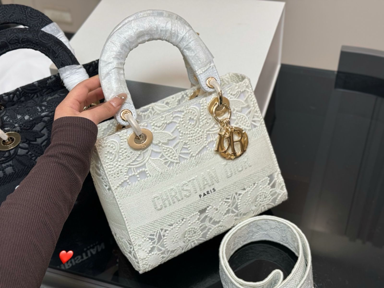 ♡購入×さん専用レディーDior 今日特価】Dior Lady Dior Lace Bag - レディー ディオール