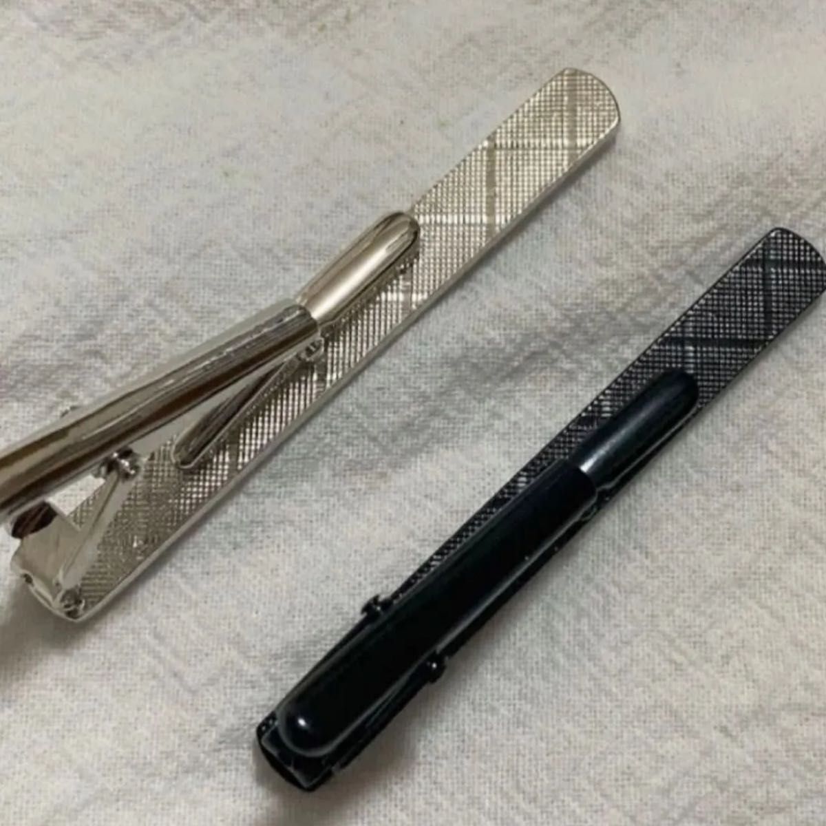 lvt1 ランバン ネクタイピン シルバー×ブラック黒 オニキス