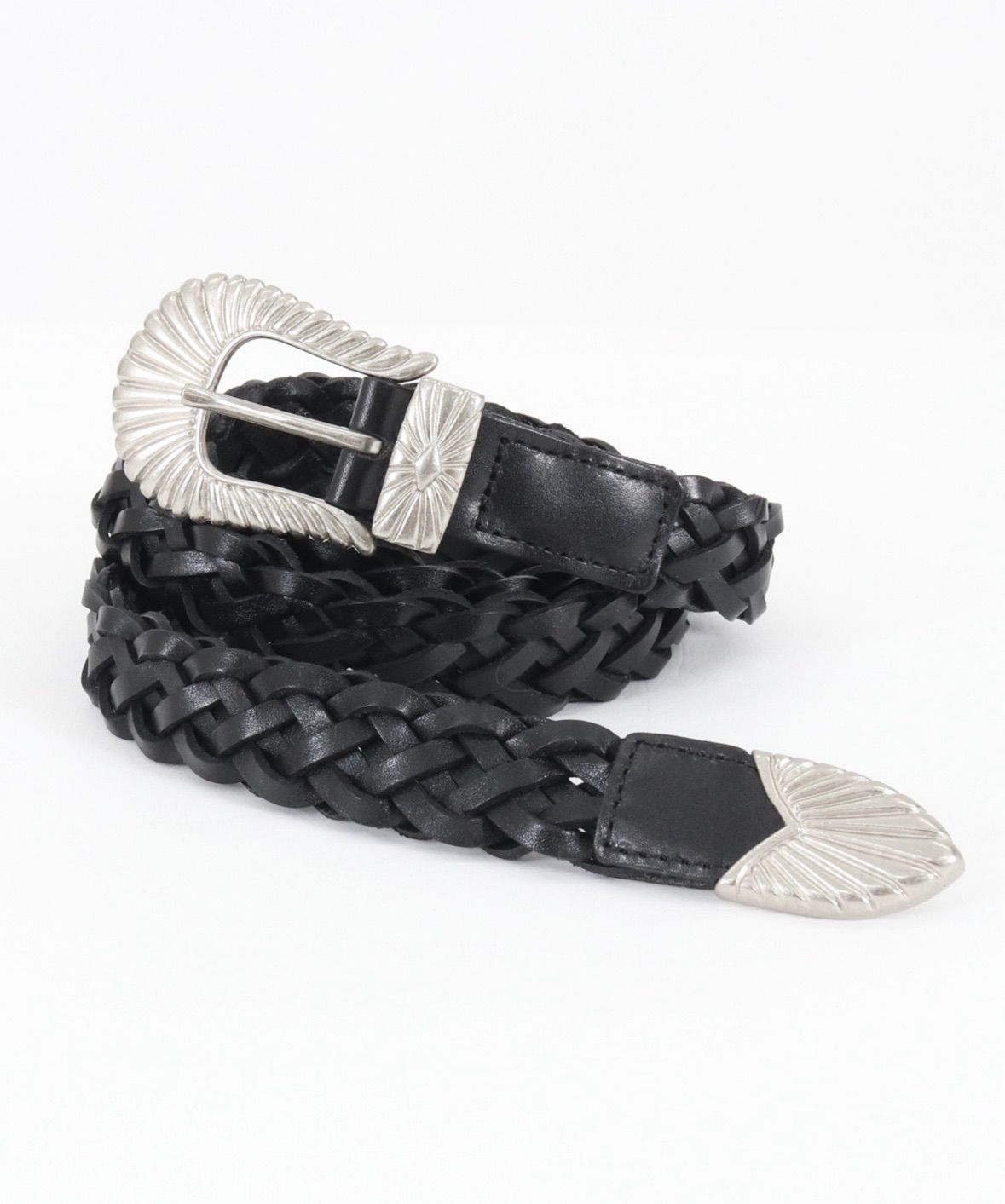 ♥ ADAMPATEK|アダムパテック braided leather belt 編み込みレザーベルト AP2419004