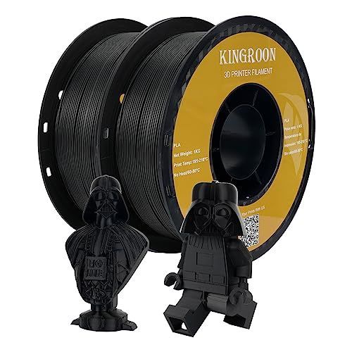 BA-黒+黑2KG Kingroon PLA， 3dプリンタフィラメント，フィラメント PLA，寸法精度+/-0.03 mm、1 kg PLA フィラメントボビン（2.2ポンド）、1.75 mm，ブラック+ブラック，PLAフィラメント 2kg