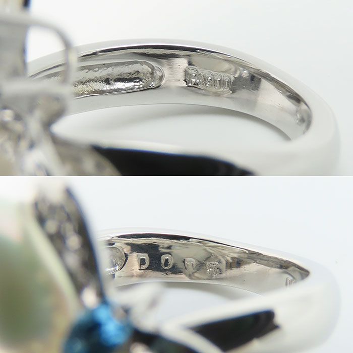 Pt900】ケシパール トパーズ ダイヤモンド プラチナ リング 8号 指輪