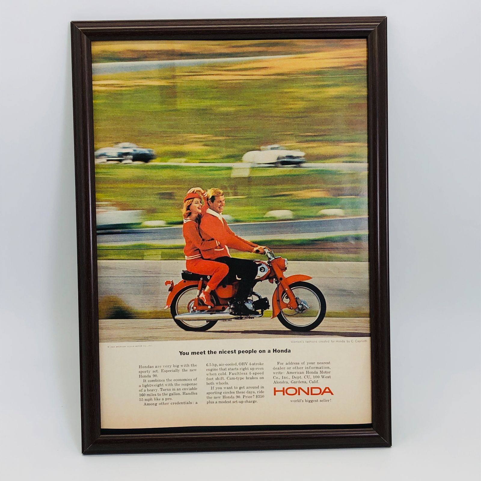 ビンテージ 広告 ポスター 『 HONDA 』 1960's オリジナル 額付
