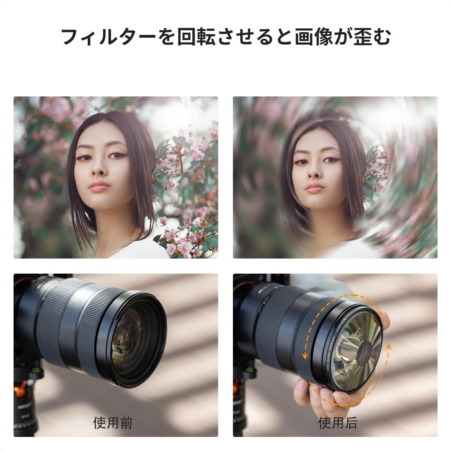 新品 K&F Concept 58mm 渦巻きフィルター 特殊効果フィルター 薄型 3枚クリーニングクロス付き（Nano-Basic）
