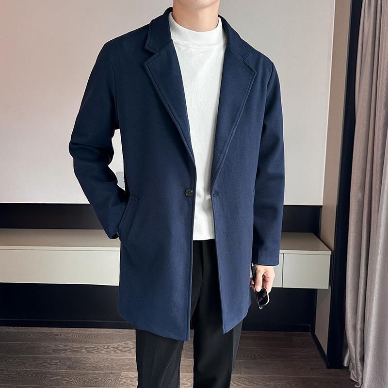 チェスターコート メンズ ロングコート ミドル丈 折り襟 カジュアル