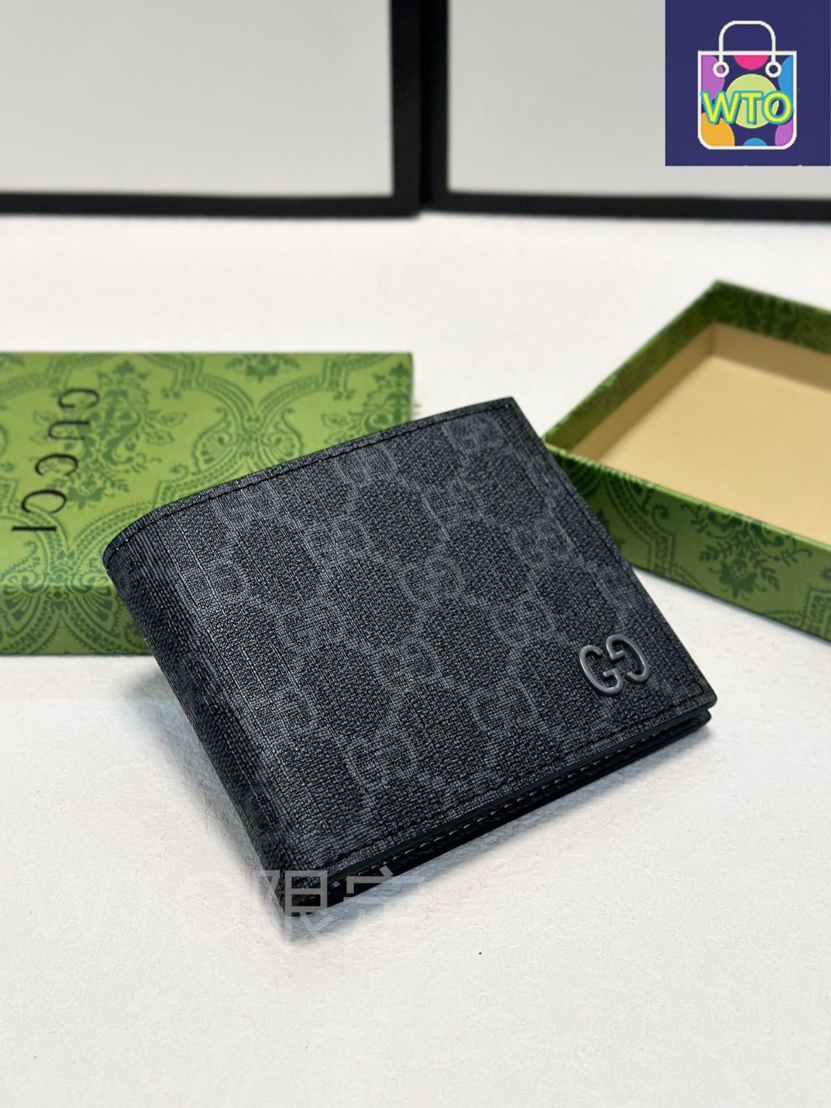  今日 GUCCI コーヒー色 11 x 9 シルクプリント ショートウォレット 価格 財布 キッズファッション小物