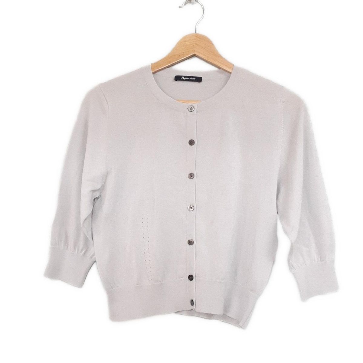 【新品】Aquascutum カーディガン 紺色 ロゴボタン 綿 L AR52 LINE CARDIGAN
