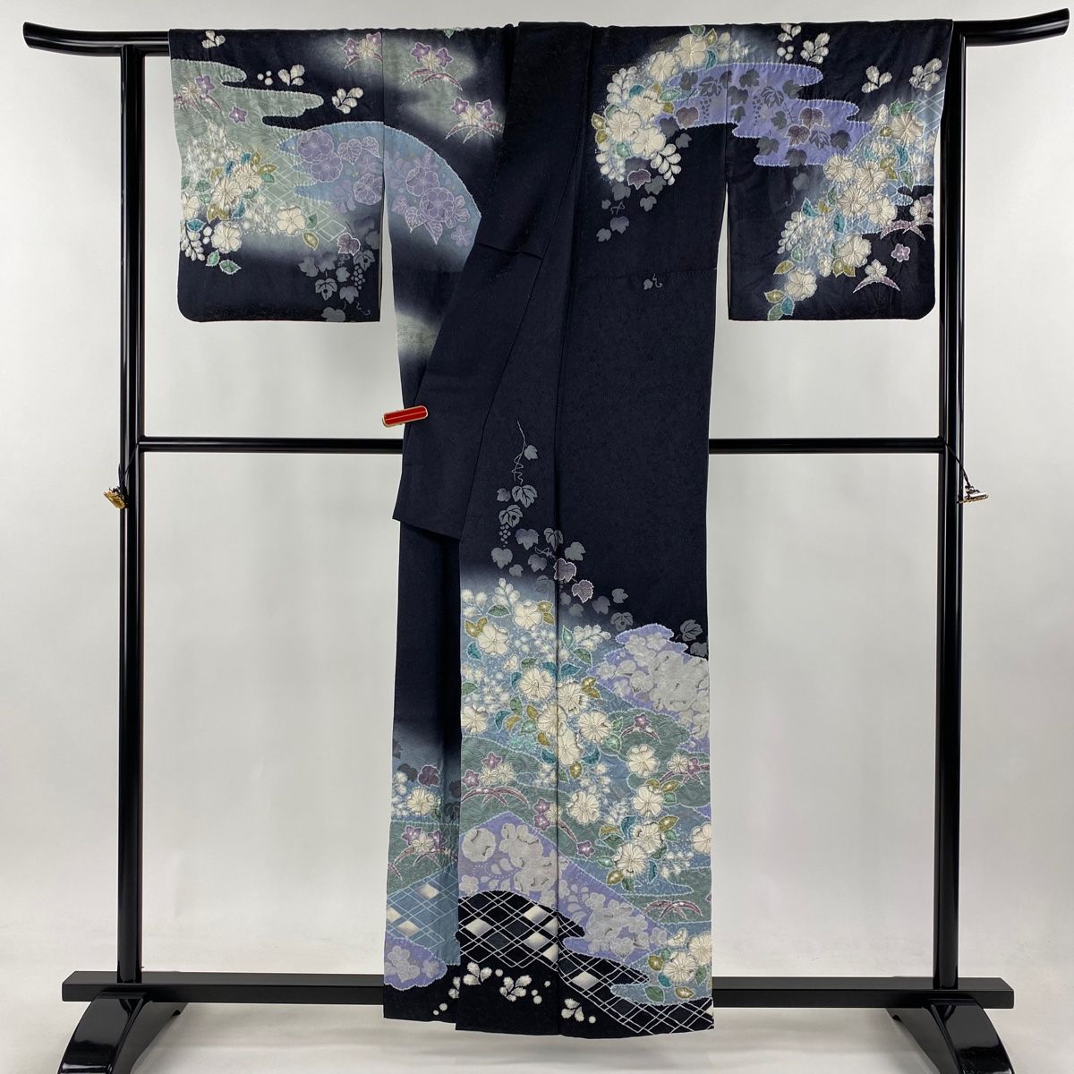訪問着 身丈158.5cm 裄丈64.5cm M 袷 翠山工房 落款 辻が花 蔦 金通し 