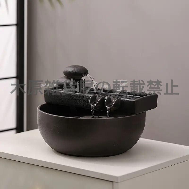 【入手困難】卓上噴水　ブラック　オブジェ 卓上噴水 デスクトップ噴水 室内噴水 流水飾り ミニ噴水 循環水