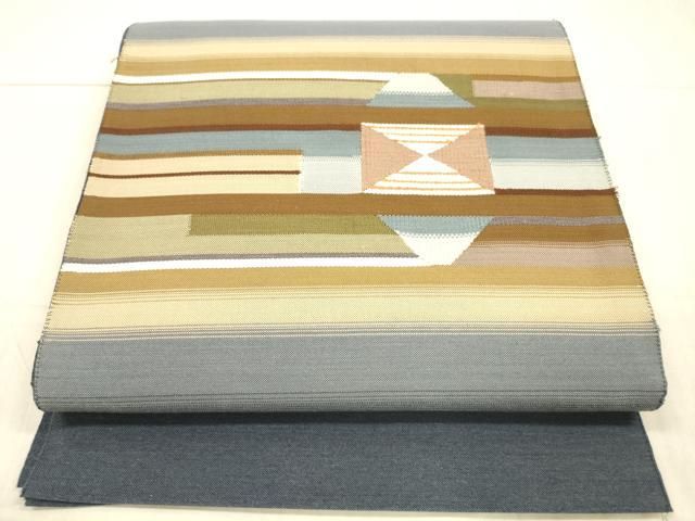 平和屋着物○八寸名古屋帯 抽象文様 金糸 正絹 逸品 DAAW4475cm