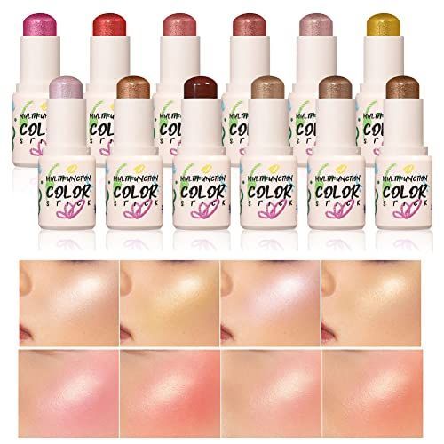 04#Beach Bum Langmanni ロマンチック ハイライト チーク アイシャドウ 多機能メイクアップスティック 8カラー 4g - 04#Beach Bum