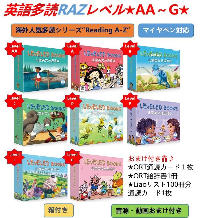 英語多読RAZレベル☆AA～G☆ ラズキッズ マイヤペン対応