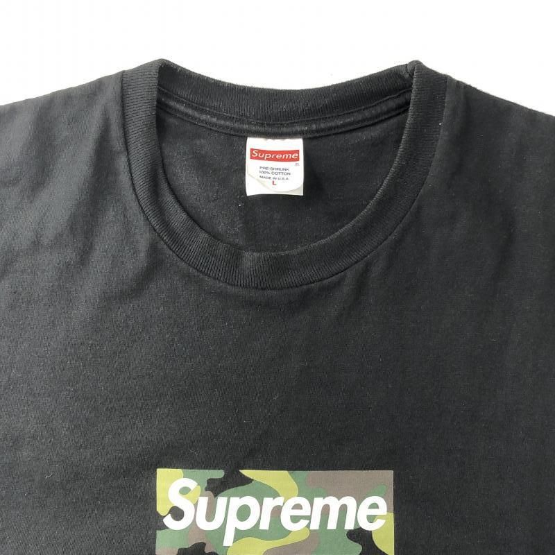 中古】Supreme 23FW Box Logo Tee Tシャツ L ブラック カモフラージュ 