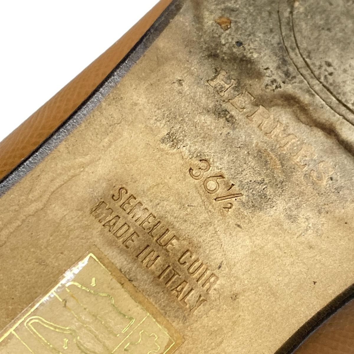 エルメス　ケリー金具　レザー　ローファー　ブラウン　36 1/2サイズ エルメス ケリー金具 レザー ローファー ブラウン 36 1/2サイズ